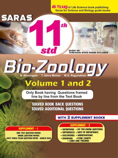 Saras 11th standard Bio Zoology Guide - Line by line solved questions